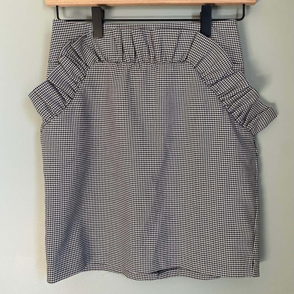 Mini Pencil Peplum Hounds tooth Skirt